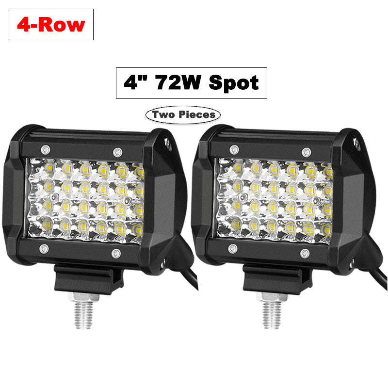 VISORAK 4" 72W Spot LED Work Light Bar 12V 24V Offroad LED Light Bar Car 4X4 4WD Truck SUV ATV Trailer Pickup Driving LED Beams