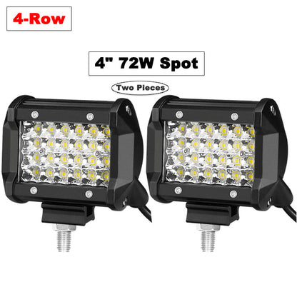 VISORAK 4" 72W Spot LED Work Light Bar 12V 24V Offroad LED Light Bar Car 4X4 4WD Truck SUV ATV Trailer Pickup Driving LED Beams