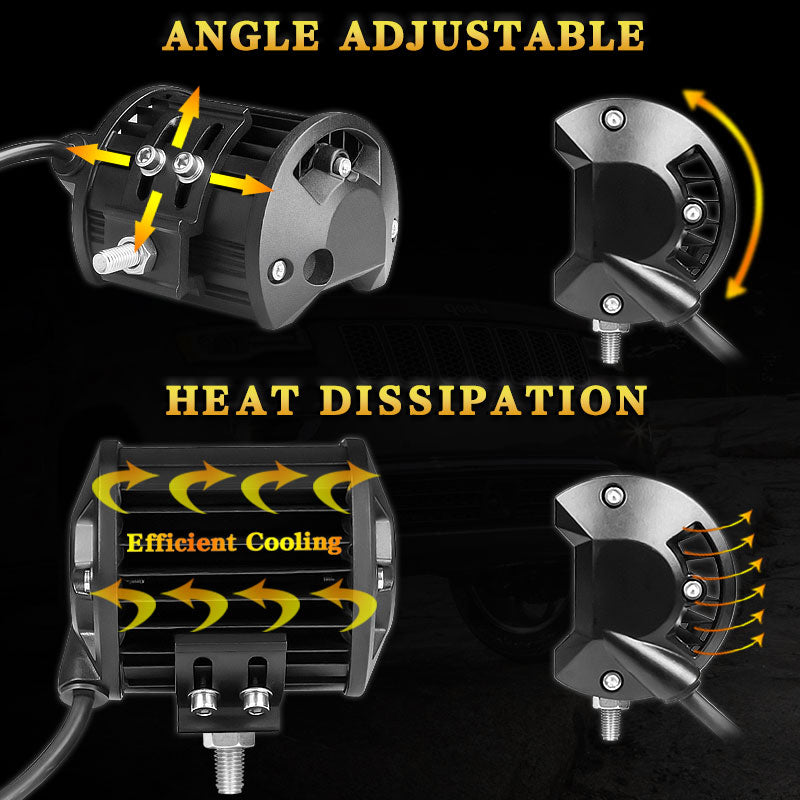 VISORAK 4" 72W Spot LED Work Light Bar 12V 24V Offroad LED Light Bar Car 4X4 4WD Truck SUV ATV Trailer Pickup Driving LED Beams