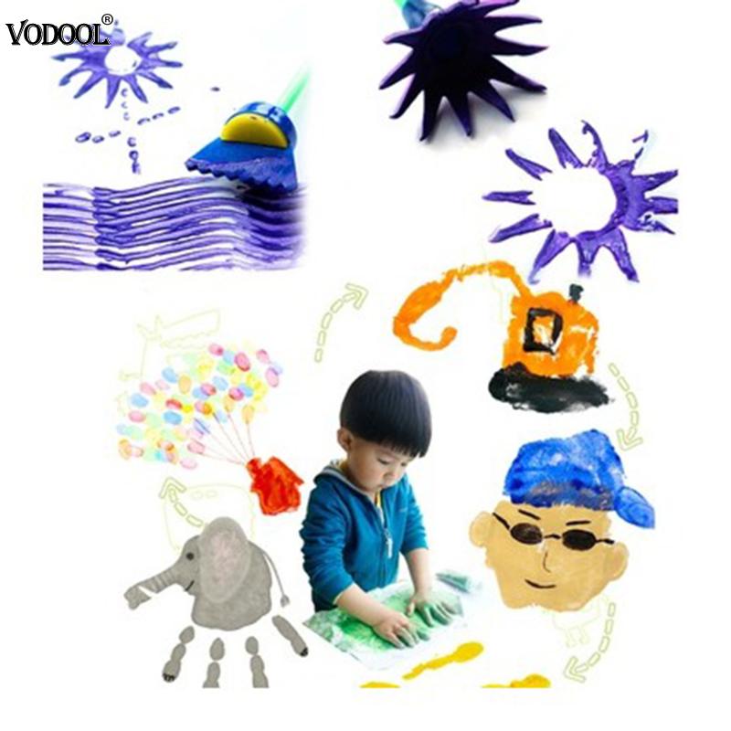 VODOOL 4Pcs/set Flower Paint Brush Rotate Spin Sponge Kids Children Graffiti Art Drawing Painting Toy School Stationery Supplies