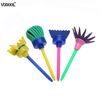 VODOOL 4Pcs/set Flower Paint Brush Rotate Spin Sponge Kids Children Graffiti Art Drawing Painting Toy School Stationery Supplies