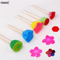 VODOOL 5pcs/set DIY Wooden Painting Brushes Sponge Graffiti Pen Kids Doodle Early Art Drawing Toy Home Paint School Supplies