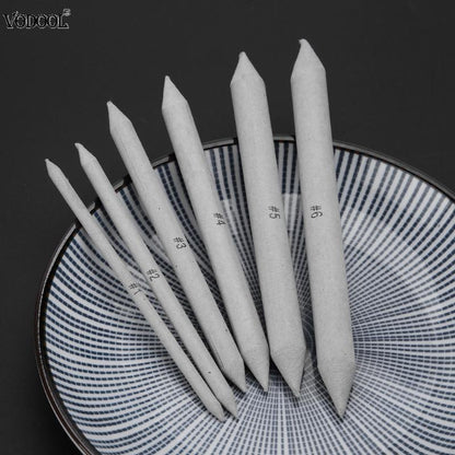 VODOOL 6 Pcs Solid Paper Pen Art Painting White Pen 6 Sizes Sketching Art Drawing Painting Tools Kit Student School Supplies