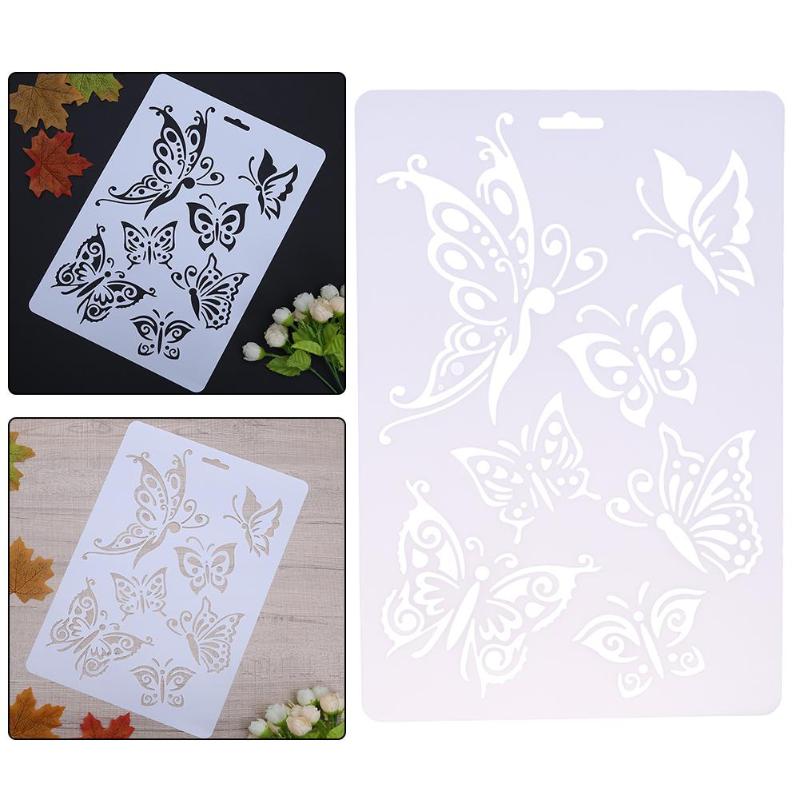 VODOOL Butterfly Hollow DIY Drawing Stencils Template Painting Art Craft Scrapbooking Cards Album Stencils Ruler School Supplies