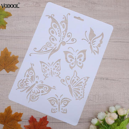 VODOOL Butterfly Hollow DIY Drawing Stencils Template Painting Art Craft Scrapbooking Cards Album Stencils Ruler School Supplies