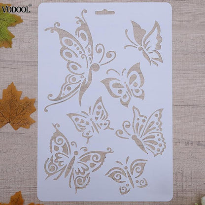VODOOL Butterfly Hollow DIY Drawing Stencils Template Painting Art Craft Scrapbooking Cards Album Stencils Ruler School Supplies
