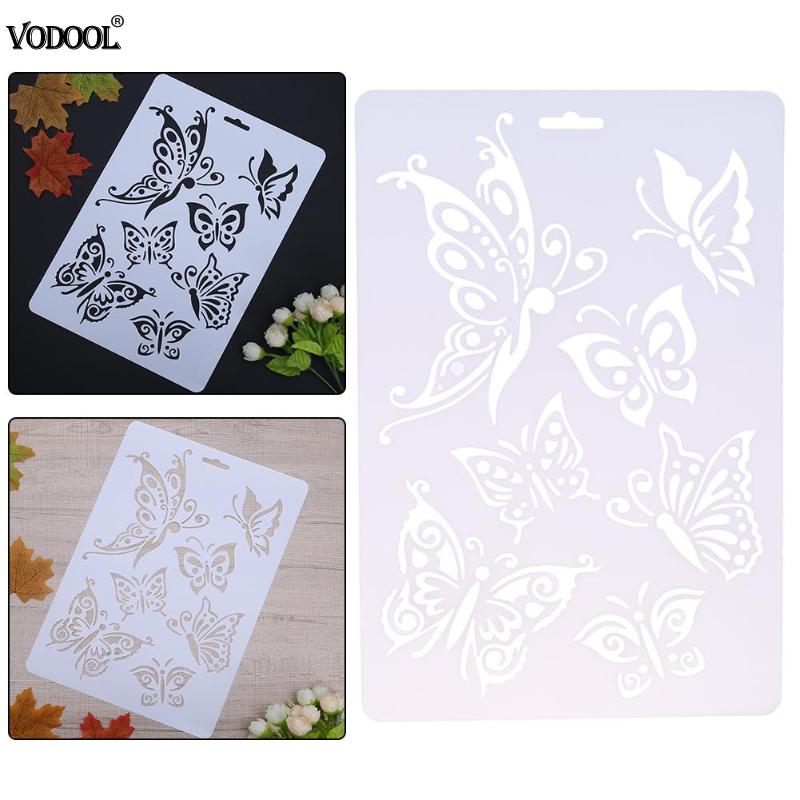 VODOOL Butterfly Hollow DIY Drawing Stencils Template Painting Art Craft Scrapbooking Cards Album Stencils Ruler School Supplies