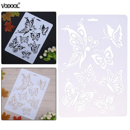 VODOOL Butterfly Hollow DIY Drawing Stencils Template Painting Art Craft Scrapbooking Cards Album Stencils Ruler School Supplies