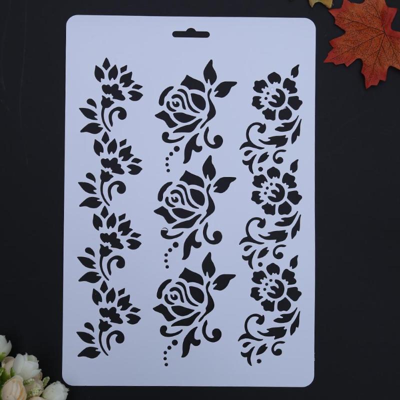 VODOOL Flower Hollow DIY Drawing Stencils Templates Painting Art Craft Scrapbooking Cards Album Stencils Ruler School Supplies