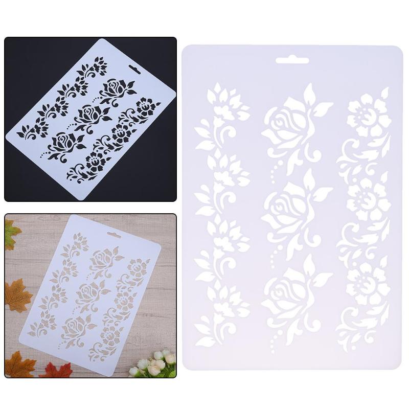 VODOOL Flower Hollow DIY Drawing Stencils Templates Painting Art Craft Scrapbooking Cards Album Stencils Ruler School Supplies