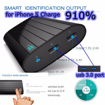 Vinsic 20000mah Power Bank 18650 20000 mah Powerbank Iron P6 4.8A Dual usb Display for Xiaomi Samsung Mobile Phone Charger