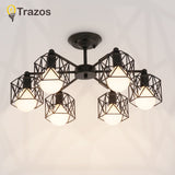 Vintage Chandeliers Multiple Rod Wrought Iron Ceiling Lamp E27 Bulb Living Room Lamparas for Home Lighting Fixtures