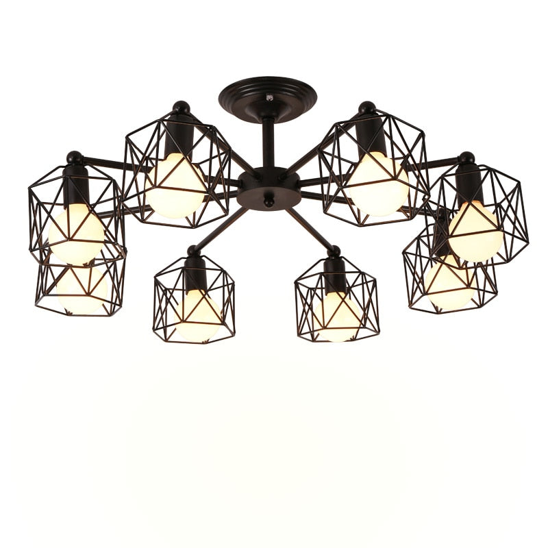 Vintage Chandeliers Multiple Rod Wrought Iron Ceiling Lamp E27 Bulb Living Room Lamparas for Home Lighting Fixtures