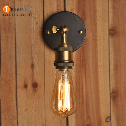 Vintage Iron American Single Head Wall Lamp Loft Study Foyer Dining Room Retro Bedside Wall Lights Free Shipping(BD-67)
