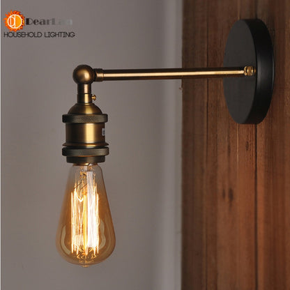 Vintage Iron American Single Head Wall Lamp Loft Study Foyer Dining Room Retro Bedside Wall Lights Free Shipping(BD-67)
