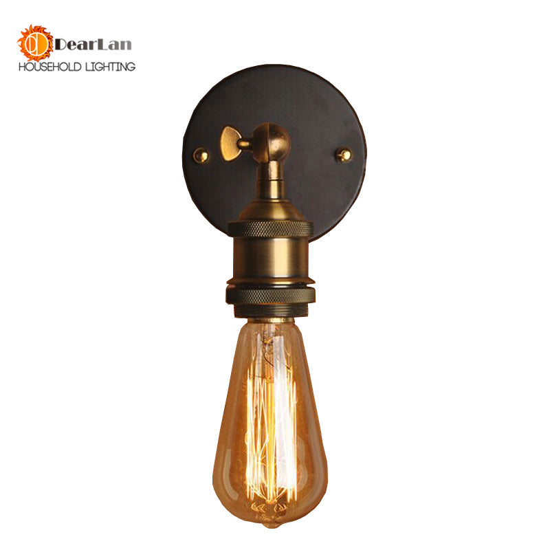 Vintage Iron American Single Head Wall Lamp Loft Study Foyer Dining Room Retro Bedside Wall Lights Free Shipping(BD-67)