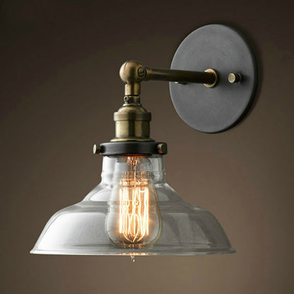 Vintage Iron American Single Head Wall Lamp Loft Study Foyer Dining Room Wall Lights Bedside Glass Wall Lamps For Bedroom