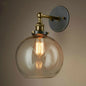 Vintage Iron American Single Head Wall Lamp Loft Study Foyer Dining Room Wall Lights Bedside Glass Wall Lamps For Bedroom