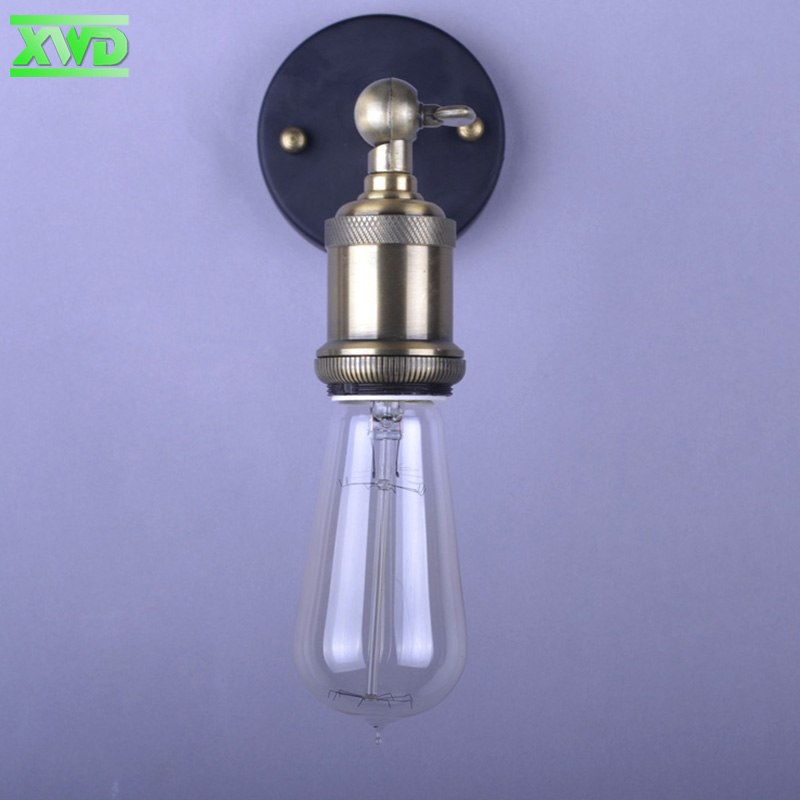 Vintage Single Iron E27 Lamp Holder Wall Lamp Industry Club/Dining Hall/Foyer/Shop American Lighting Wall Lamp Fixtures BK50