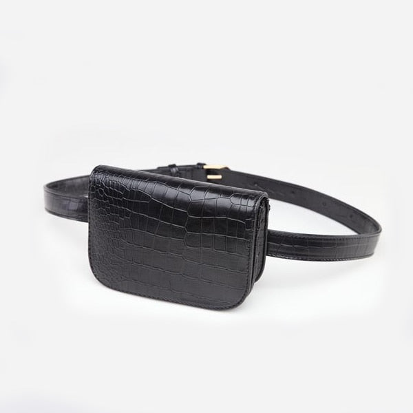 Vintage Waist Bag Women Alligator PU Leather Belt Bag Waist Pack Travel Belt Wallets Fanny Bags Ladies Fit 5.5 inches phones