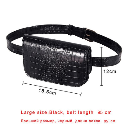 Vintage Waist Bag Women Alligator PU Leather Belt Bag Waist Pack Travel Belt Wallets Fanny Bags Ladies Fit 5.5 inches phones