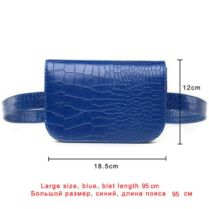 Vintage Waist Bag Women Alligator PU Leather Belt Bag Waist Pack Travel Belt Wallets Fanny Bags Ladies Fit 5.5 inches phones