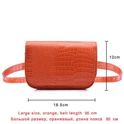 Vintage Waist Bag Women Alligator PU Leather Belt Bag Waist Pack Travel Belt Wallets Fanny Bags Ladies Fit 5.5 inches phones