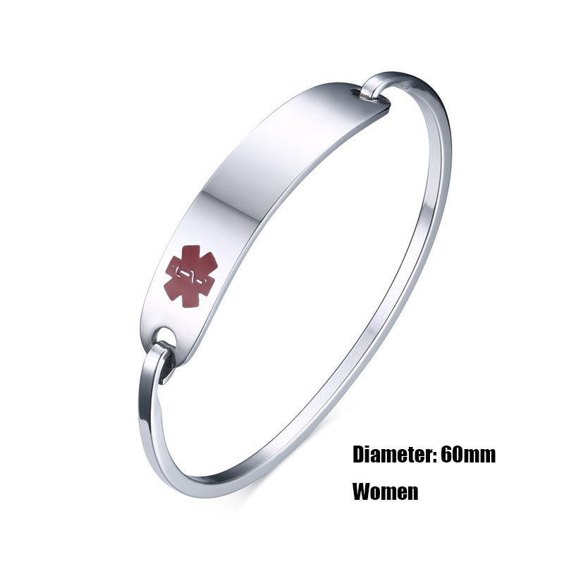 Vnox Free Engraving Stainless Steel Medical Alert ID Bangle Bracelet for Men Women Silver/Gold Color  2.36"/2.55" Diameter