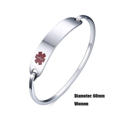 Vnox Free Engraving Stainless Steel Medical Alert ID Bangle Bracelet for Men Women Silver/Gold Color  2.36"/2.55" Diameter