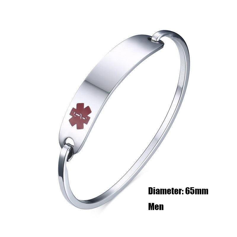 Vnox Free Engraving Stainless Steel Medical Alert ID Bangle Bracelet for Men Women Silver/Gold Color  2.36"/2.55" Diameter