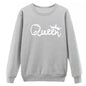 Vsenfo King Queen Couple Swetshirt Crewneck Pullover Long Sleeve Loose Hoodies Men Women Lovers Sweatshirt Hood