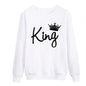 Vsenfo King Queen Couple Swetshirt Crewneck Pullover Long Sleeve Loose Hoodies Men Women Lovers Sweatshirt Hood