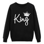 Vsenfo King Queen Couple Swetshirt Crewneck Pullover Long Sleeve Loose Hoodies Men Women Lovers Sweatshirt Hood