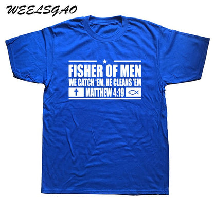 WEELSGAO New Fisher Of Men Christian Shirt Jesus 4:19 Religious T Shirt Tshirts Cotton Short Sleeve T-shirts