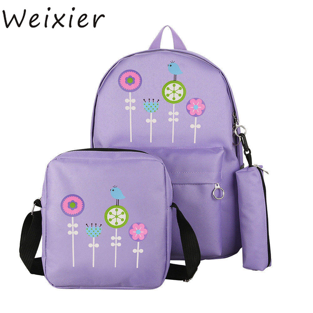 WEIXIER 2019 Composite Bag Print Preppy Style Backpacks For Teenage Girls High Quality Canvas School Bags 3 Set Backpack LL-12