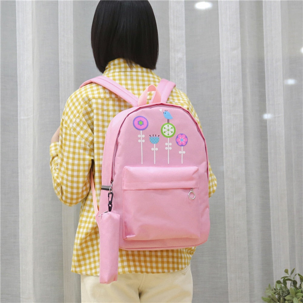 WEIXIER 2019 Composite Bag Print Preppy Style Backpacks For Teenage Girls High Quality Canvas School Bags 3 Set Backpack LL-12