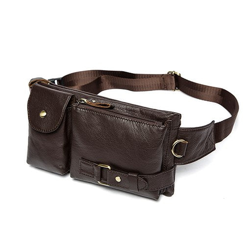 WESTAL Genuine Leather Waist Packs Fanny Pack Belt Bag Phone Pouch Bags Travel Waist Pack Male Small Waist Bag Leather Pouch