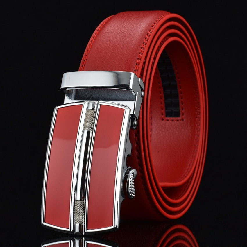 WOWTIGER Men`s Fashion Automatic Buckle Leather luxury Designer Male belt Waist Strap Belts for Men ceinture homme cinturon