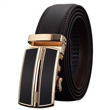 WOWTIGER Men`s Fashion Automatic Buckle Leather luxury Designer Male belt Waist Strap Belts for Men ceinture homme cinturon