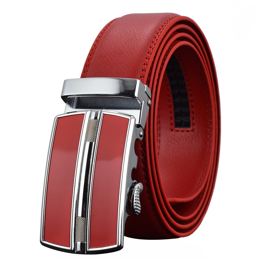 WOWTIGER Men`s Fashion Automatic Buckle Leather luxury Designer Male belt Waist Strap Belts for Men ceinture homme cinturon