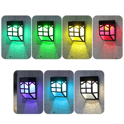 Wall Lamp Lighting LED Solar Power Panel lights 7 color changeable Light Sensor Waterproof Outdoor Fence Garden Pathway
