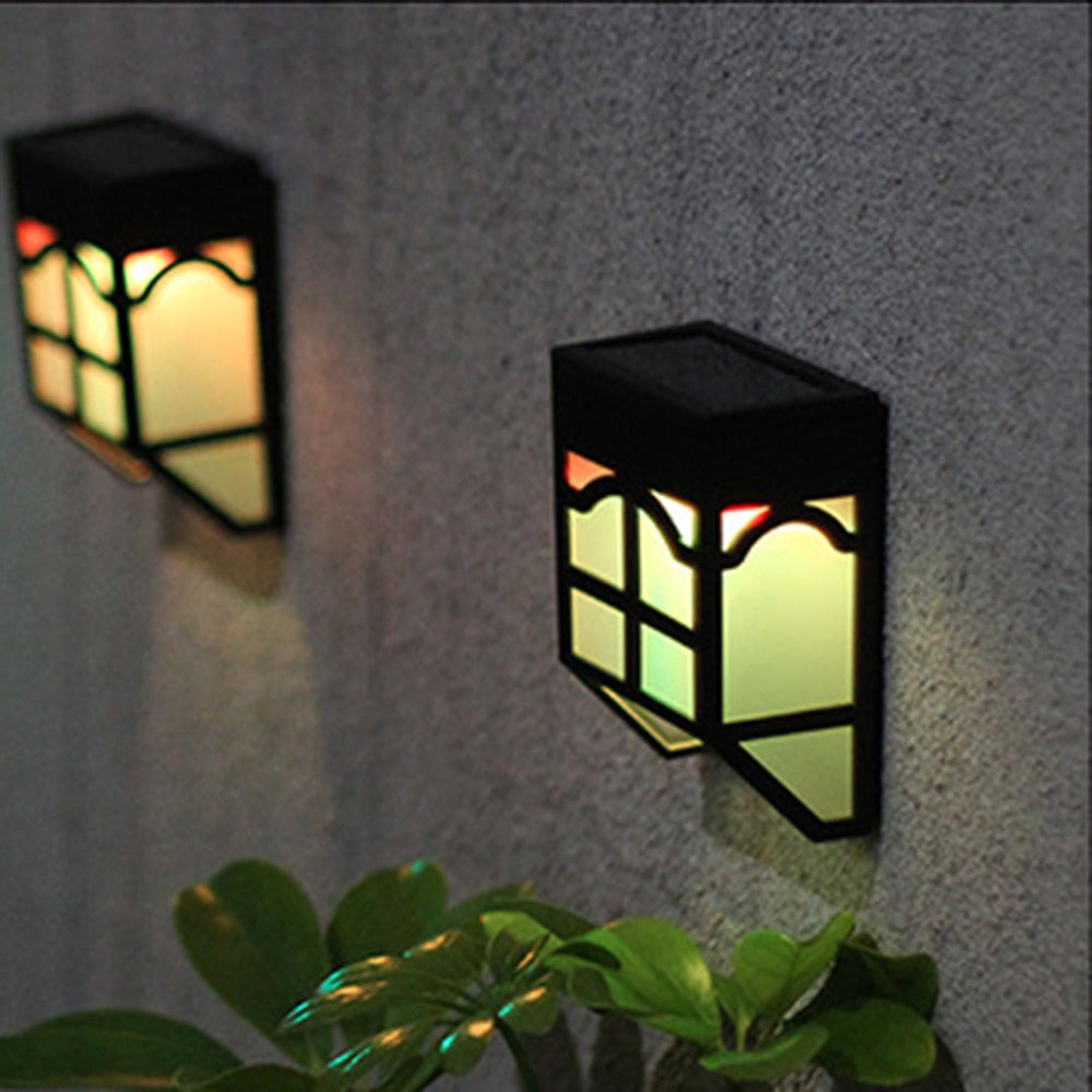 Wall Lamp Lighting LED Solar Power Panel lights 7 color changeable Light Sensor Waterproof Outdoor Fence Garden Pathway