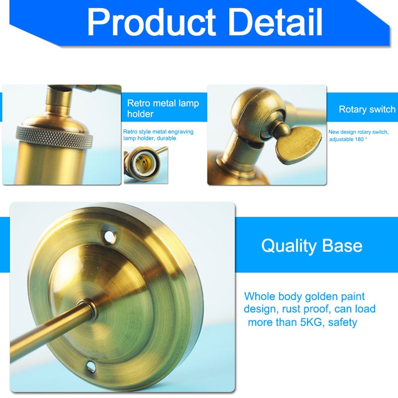 Wall Lamp Loft Wall Light E27 LED Edison Bulb ST64 110v 220v Vintage Loft Adjustable Industrial Metal Wall Light Sconce Lamp