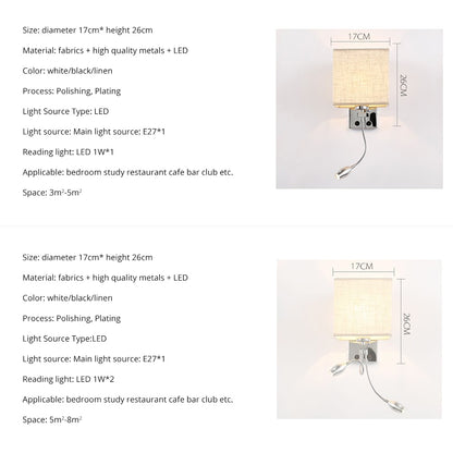 Wall Lamp Sconce Switch Stairs Light Luminaires Fixture E27 Bulb Bedroom Decor Bathroom Modern Bedside Lighting Wall Mounted