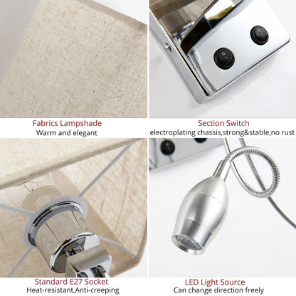 Wall Lamp Sconce Switch Stairs Light Luminaires Fixture E27 Bulb Bedroom Decor Bathroom Modern Bedside Lighting Wall Mounted