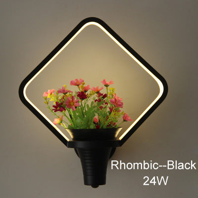 Wall Lamps white black color LED indoor art flower basket  for living room bedroom bedside aisle lamp wall lights  home deco