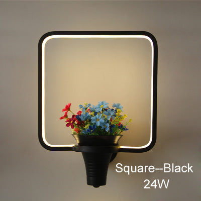 Wall Lamps white black color LED indoor art flower basket  for living room bedroom bedside aisle lamp wall lights  home deco