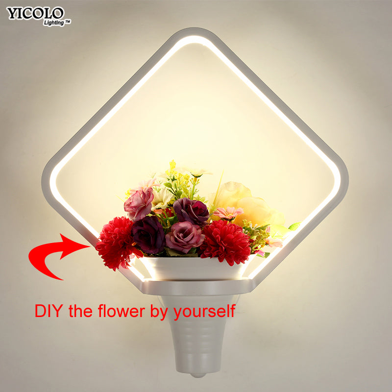 Wall Lamps white black color LED indoor art flower basket  for living room bedroom bedside aisle lamp wall lights  home deco