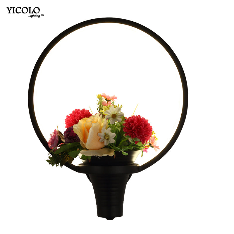 Wall Lamps white black color LED indoor art flower basket  for living room bedroom bedside aisle lamp wall lights  home deco