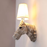Wall Light Europe Resin Horse Head Wall Lamp Bedroom Wall Light Creative Fashion Corridor Balcony Study Sconce Lighting